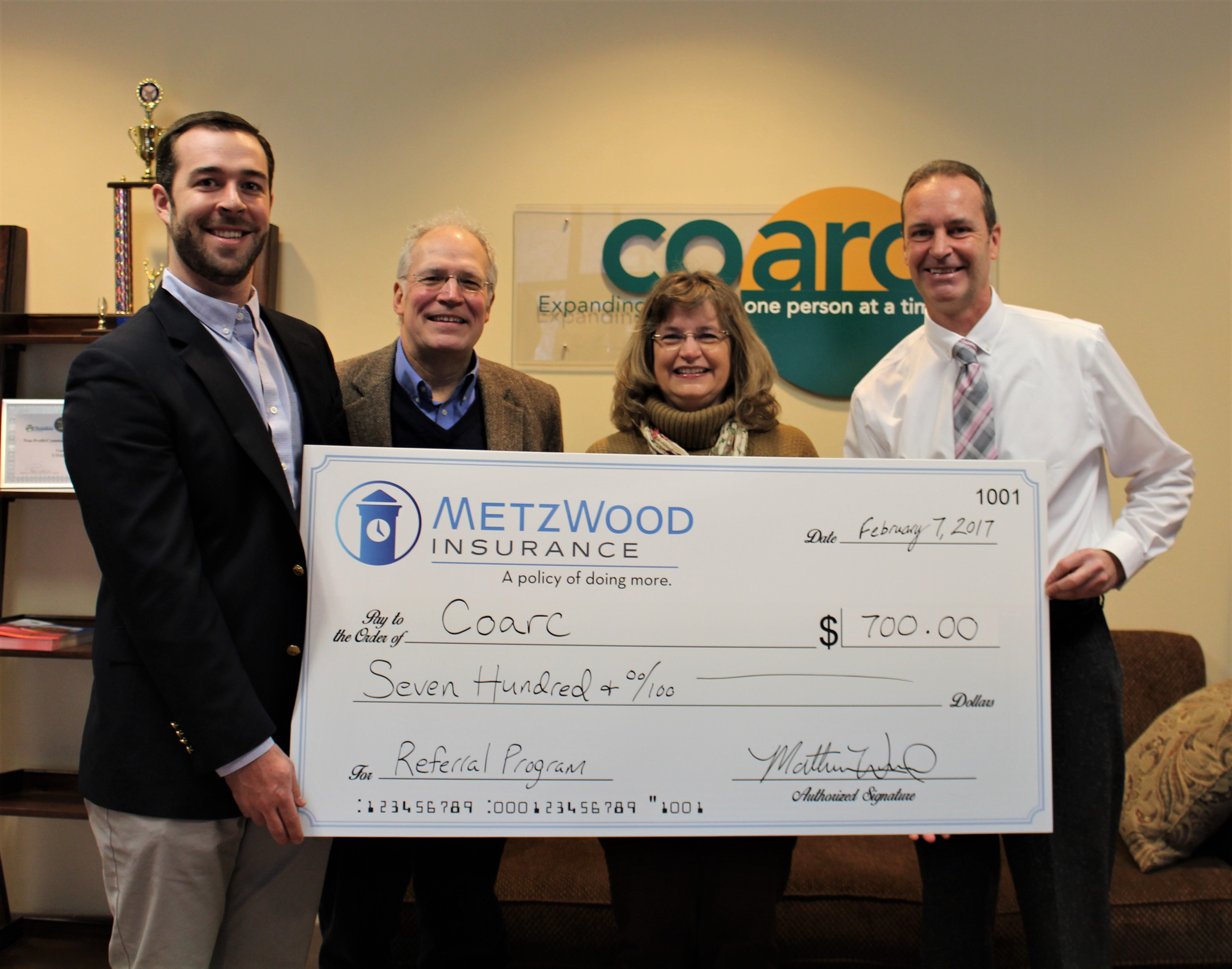 Thank you, MetzWood Insurance! Coarc Thank you, MetzWood Insurance! Coarc