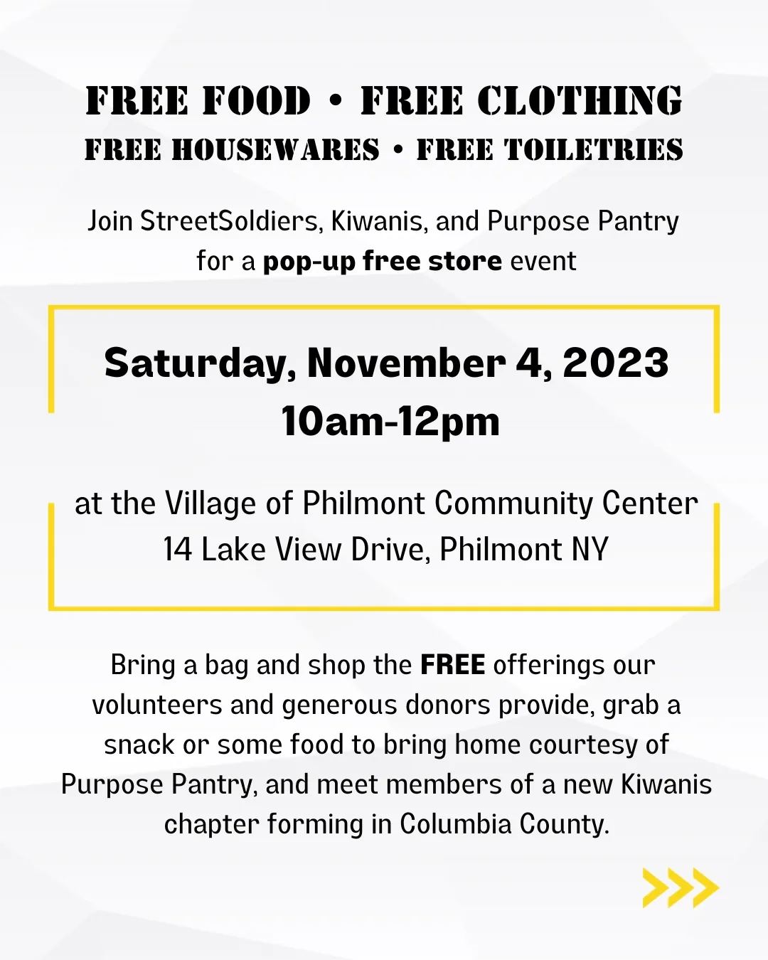 Purpose Pantry Popup Free Store in Philmont Coarc